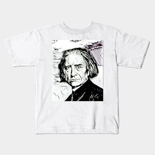 Franz Liszt Black and White Portrait | Franz Liszt Artwork 3 Kids T-Shirt